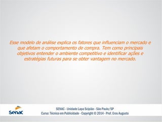 Esse modelo de análise explica os fatores que influenciam o mercado e que afetam o comportamento de compra. Tem como principais objetivos entender o ambiente competitivo e identificar ações e estratégias futuras para se obter vantagem no mercado.  