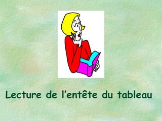 Lecture de l’entête du tableau
 