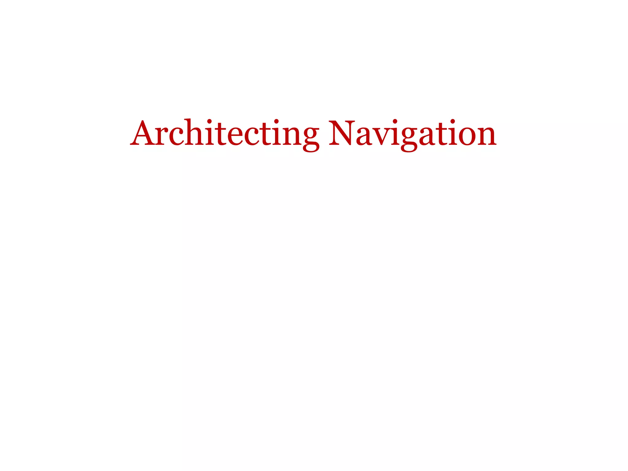 Architecting Navigation 
