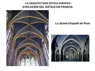 - LA ARQUITECTURA GÓTICA EUROPEA - EVOLUCIÓN DEL GÓTICO EN FRANCIA La  Sainte-Chapelle  de París 