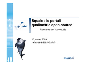 Squale : le portail
qualimétrie open-source
Avancement et nouveautés
13 janvier 2009
- Fabrice BELLINGARD -
 