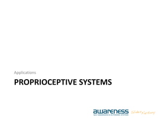 PROPRIOCEPTIVE SYSTEMS
Applications
 