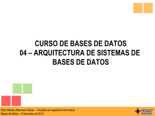 CURSO DE BASES DE DATOS 04 – ARQUITECTURA DE SISTEMAS DE  BASES DE DATOS 