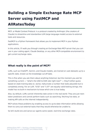 Building a Real-Time Exchange Rate MCP Server with FastMCP and ...