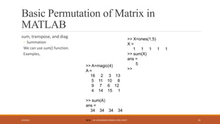 Permutation Magic 04 Chapter MATLAB linear algebra review | PPTX