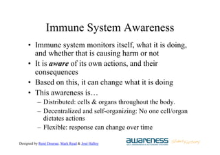 Designed by René Doursat, Mark Read & José Halloy
Immune System Awareness
•  Immune system monitors itself, what it is doi...