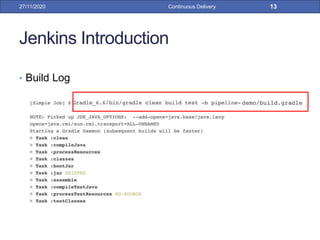 Jenkins Introduction
• Build Log
27/11/2020 Continuous Delivery 13
 