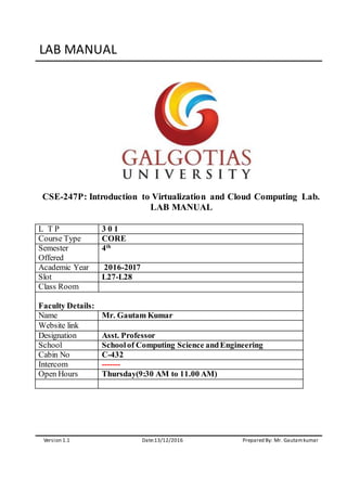 Mastering Cloud Computing: Your Ultimate Guide to the Lab Manual - A Overview of the Lab Manual