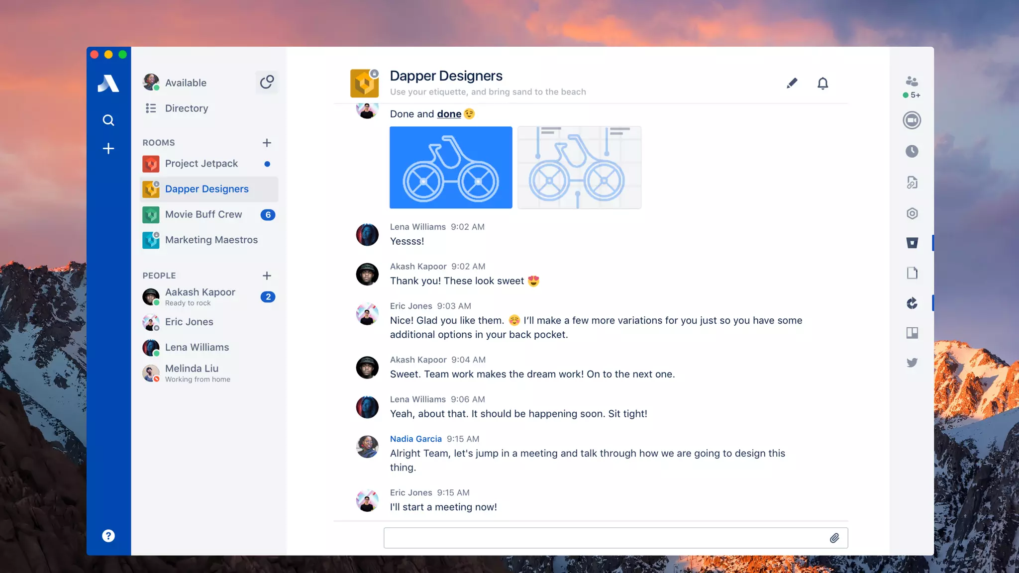 Calendar
Schedule ahead for your
team activities
Three ways to Meet
Ad Hoc
Grab whoever you need,
anywhere in the world
Conversation
Instantly move a conversation
into video or voice
 