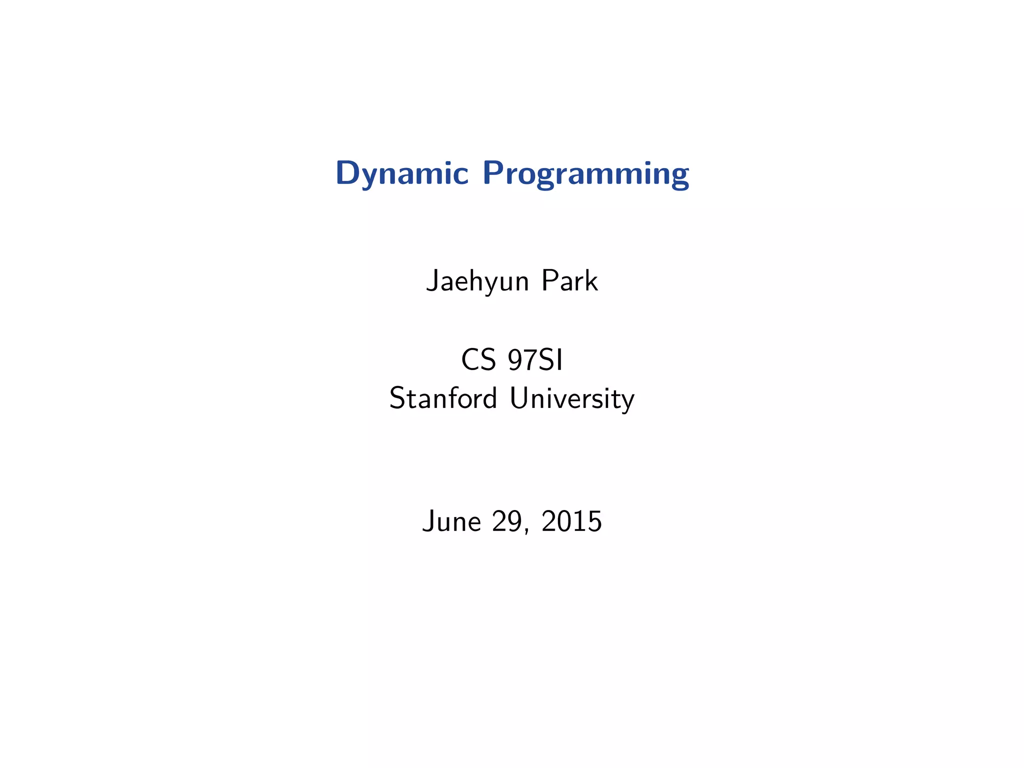 Dynamic programming | PPT