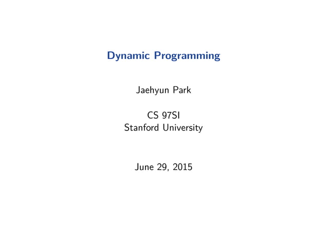 Dynamic programming | PPT