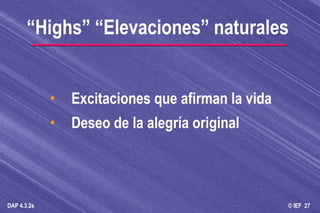 Excitaciones que afirman la vida Deseo de la alegría original “ Highs” “Elevaciones” naturales 