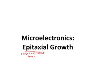 Microelectronics:
Epitaxial Growth
SIRYSTALLINE
FILMS
 