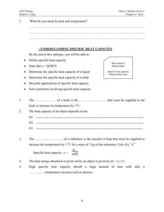 SPM PHYSICS FORM 4 heat | PDF