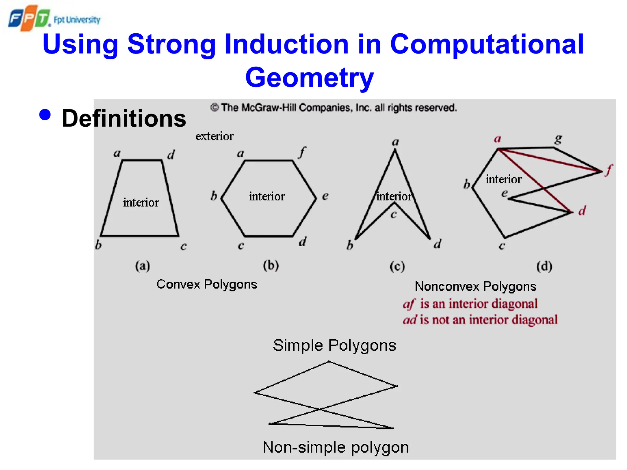 Using Strong Induction in Computational
Geometry
 Definitions
 