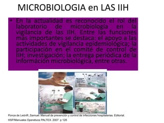 MICROORGANISMOS RESPONSABLES DE IIH SEGÚN EL TIPO DE IIH PERU 2000