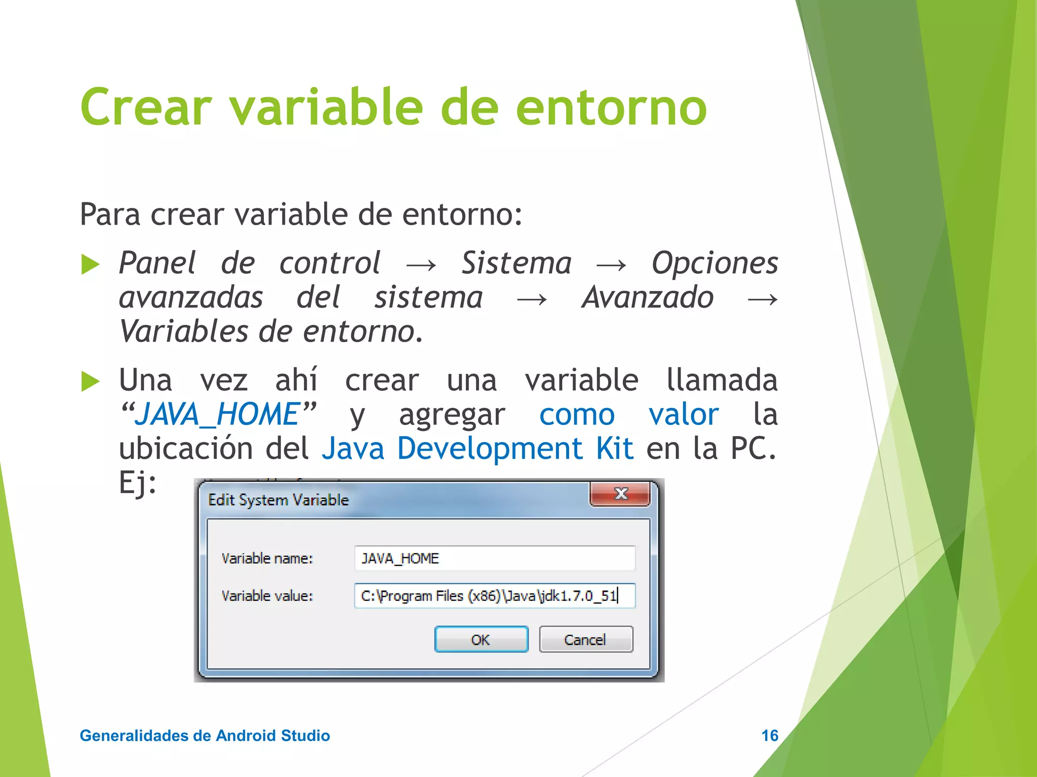 Configuración de Android Studio
Diseño y Desarrollo De App Para Móviles
 La primera vez
que se ejecuta
Android Studio
pide seleccionar
entre dos temas
por defecto.
Selección del Tema
16
Damos Siguiente y
esperamos que
finalice la
configuración.
 