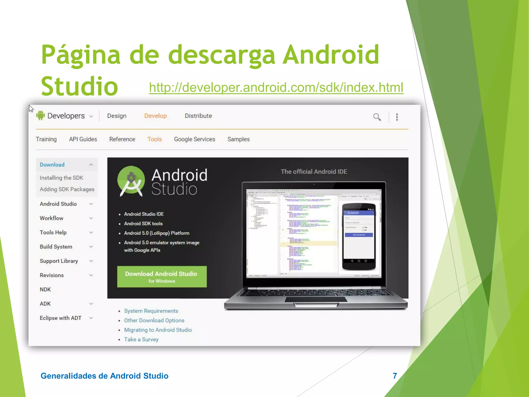 Configuración de Android Studio
Diseño y Desarrollo De App Para Móviles
 https://www.genymotion.com/#!/
Página de Descarga GenyMotion
7
 