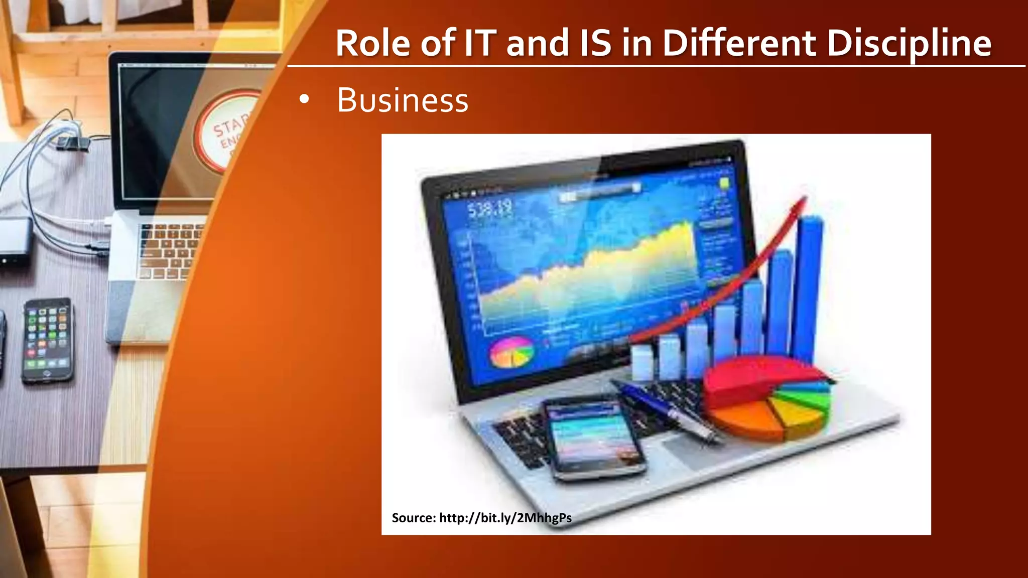 Role of IT and IS in Different Discipline
• Business
Source: http://bit.ly/2MhhgPs
 