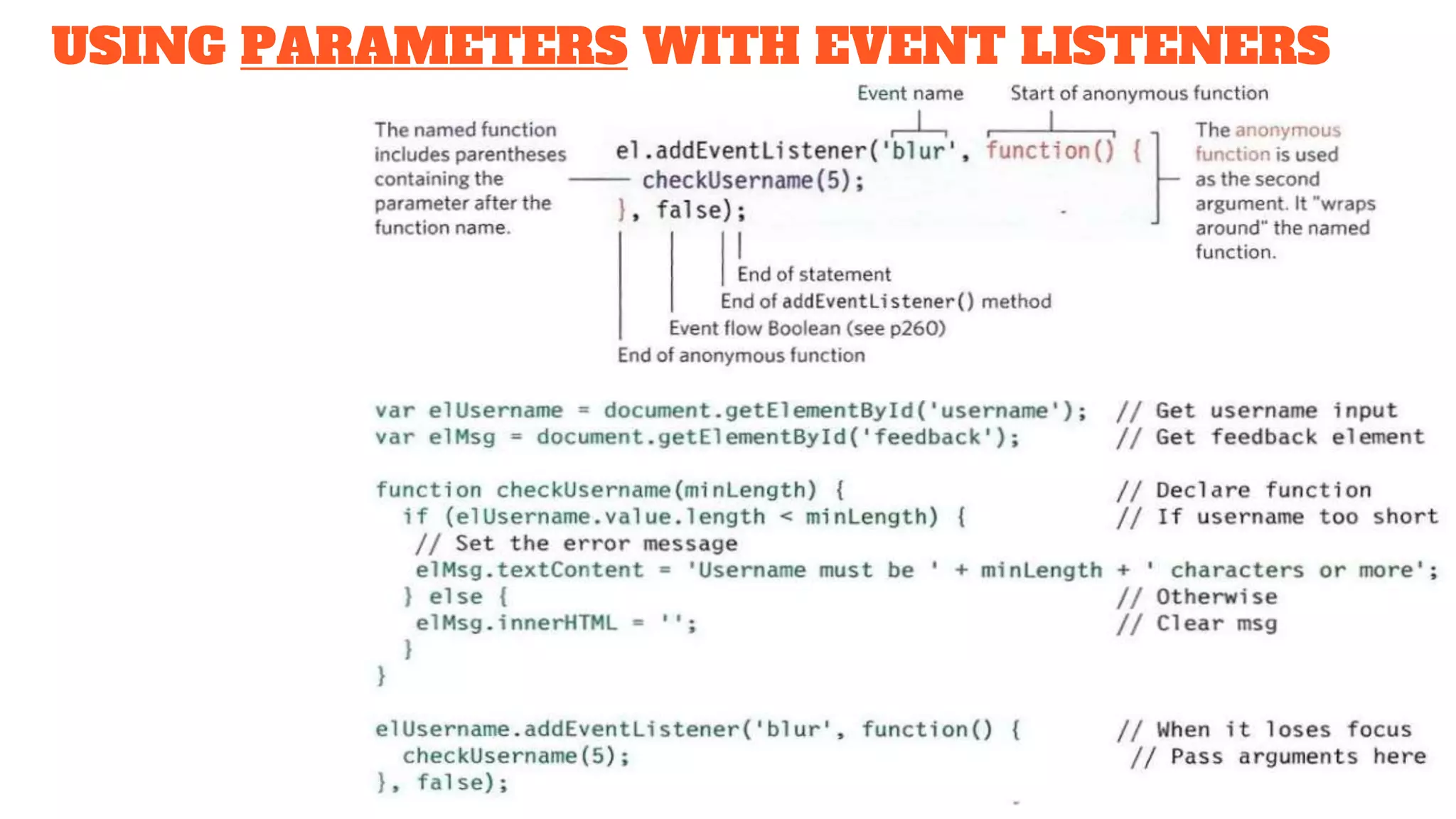 USING PARAMETERS WITH EVENT LISTENERS
176
 