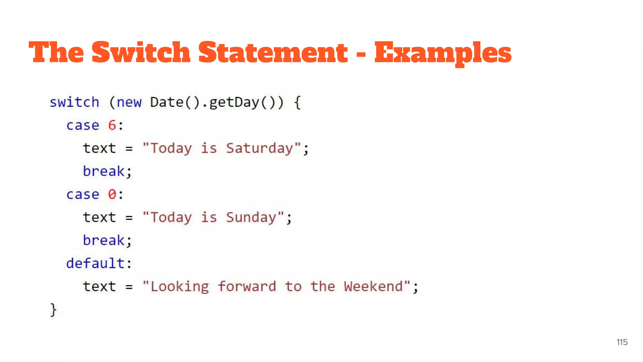 The Switch Statement - Examples
115
 