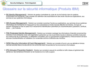 © 2011 IBM Corporation
Security Intelligence. Think Integrated.
Glossaire sur la sécurité informatique (Produits IBM)
 IM...