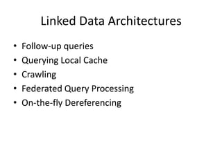 Accessing a SPARQL EndpointExample with Jena/ARQimport com.hp.hpl.jena.query.*;String service = "..."; // address of the SPARQL endpoint String query = "SELECT ..."; // your SPARQL query QueryExecutione = QueryExecutionFactory.sparqlService(service, query)ResultSet results = e.execSelect(); while ( results.hasNext() ) {QuerySolutions = results.nextSolution(); 		// ...} e.close();
