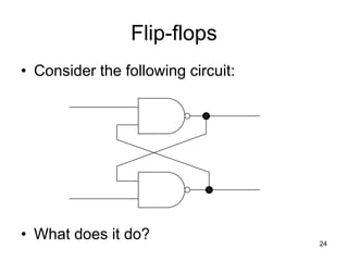 24
Flip-flops
• Consider the following circuit:
• What does it do?
 