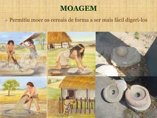 MOAGEM
 Permitiu moer os cereais de forma a ser mais fácil digeri-los
 