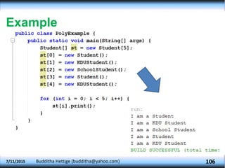 Example
7/11/2015 Budditha Hettige (budditha@yahoo.com) 106
 