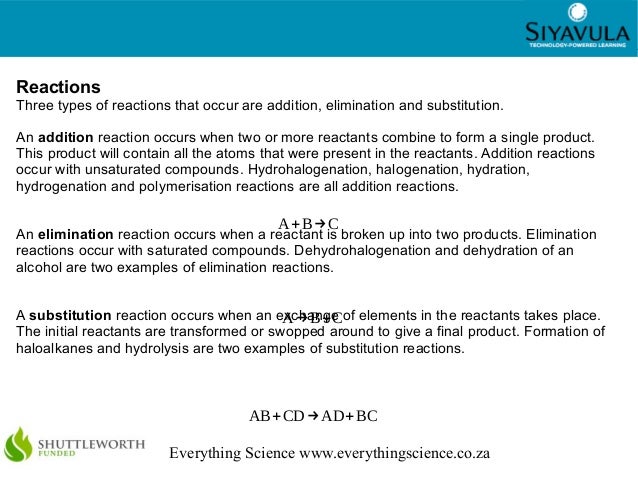 organic molecules organic molecules react to form a product