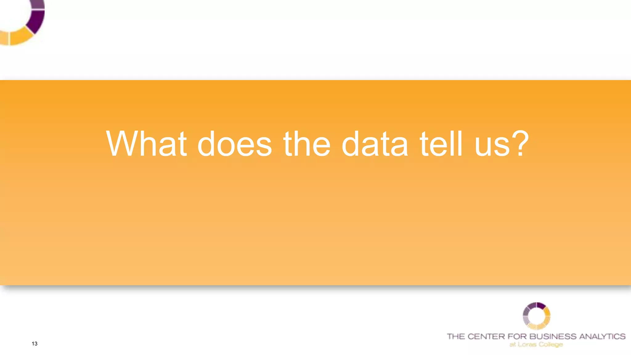 13
What does the data tell us?
 