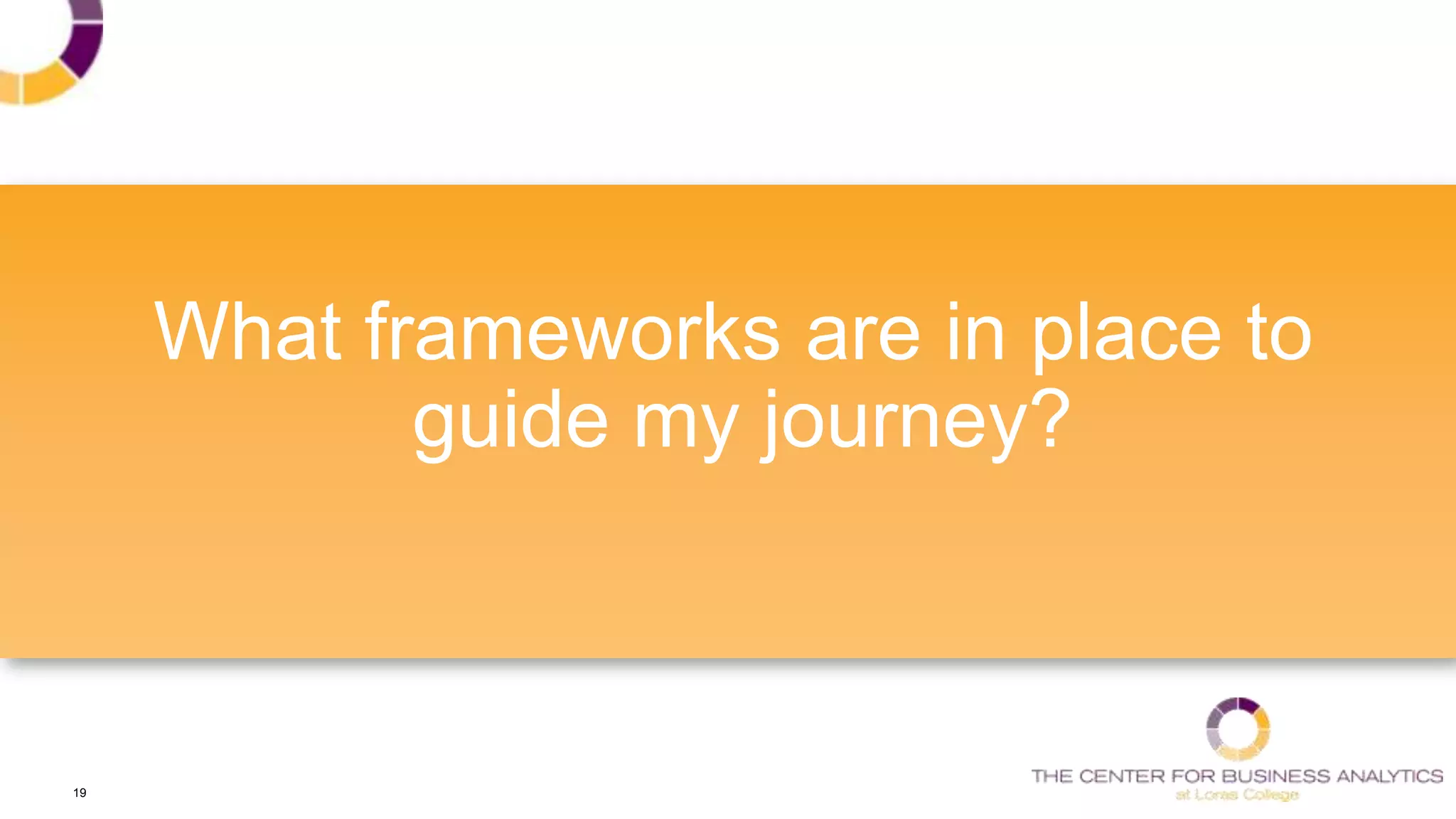 19
What frameworks are in place to
guide my journey?
 