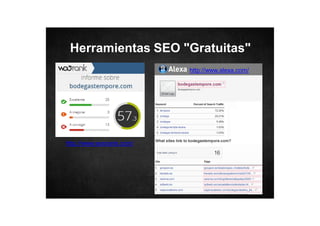 Herramientas SEO "Gratuitas"
http://www.alexa.com/

http://www.woorank.com/

 
