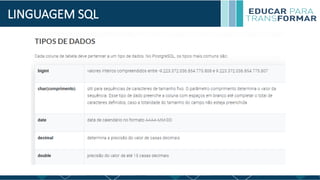 LINGUAGEM SQL
 
