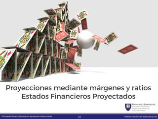 FernandoRomero M.
Consultor Financiero
Profesor de Finanzas
Autor de Textos
www.fernando-romero.com© Fernando Romero | Permitida su reproducción citando al autor
Proyecciones mediante márgenes y ratios
Estados Financieros Proyectados
65
 