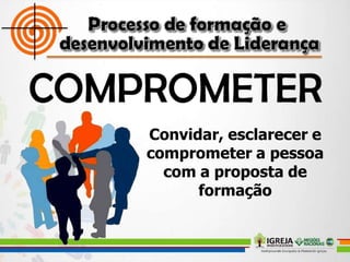 Convidar, esclarecer e
comprometer a pessoa
com a proposta de
formação
 