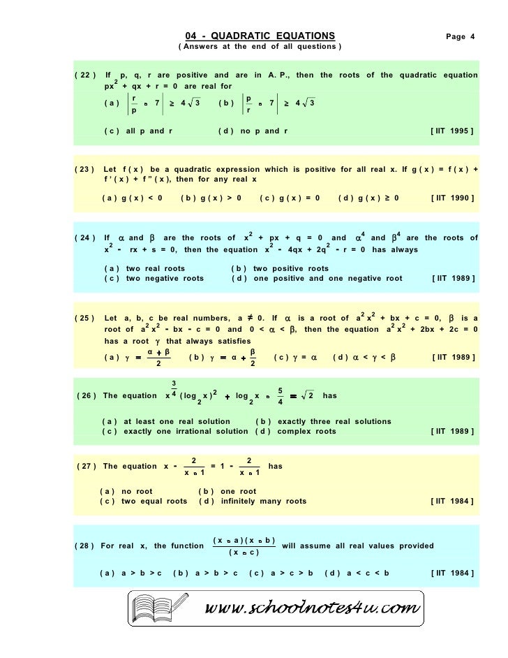 04 quadratic equations