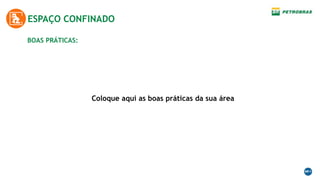 Coloque aqui as boas práticas da sua área
BOAS PRÁTICAS:
ESPAÇO CONFINADO
 