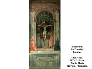 Masaccio:   La Trinidad  Fresco.  1425-1427.  667 x 317 cm.  Santa María Novella, Florencia.  