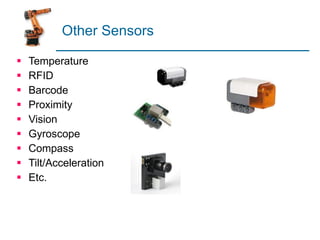 Other Sensors Temperature RFID Barcode Proximity Vision Gyroscope Compass Tilt/Acceleration Etc. 