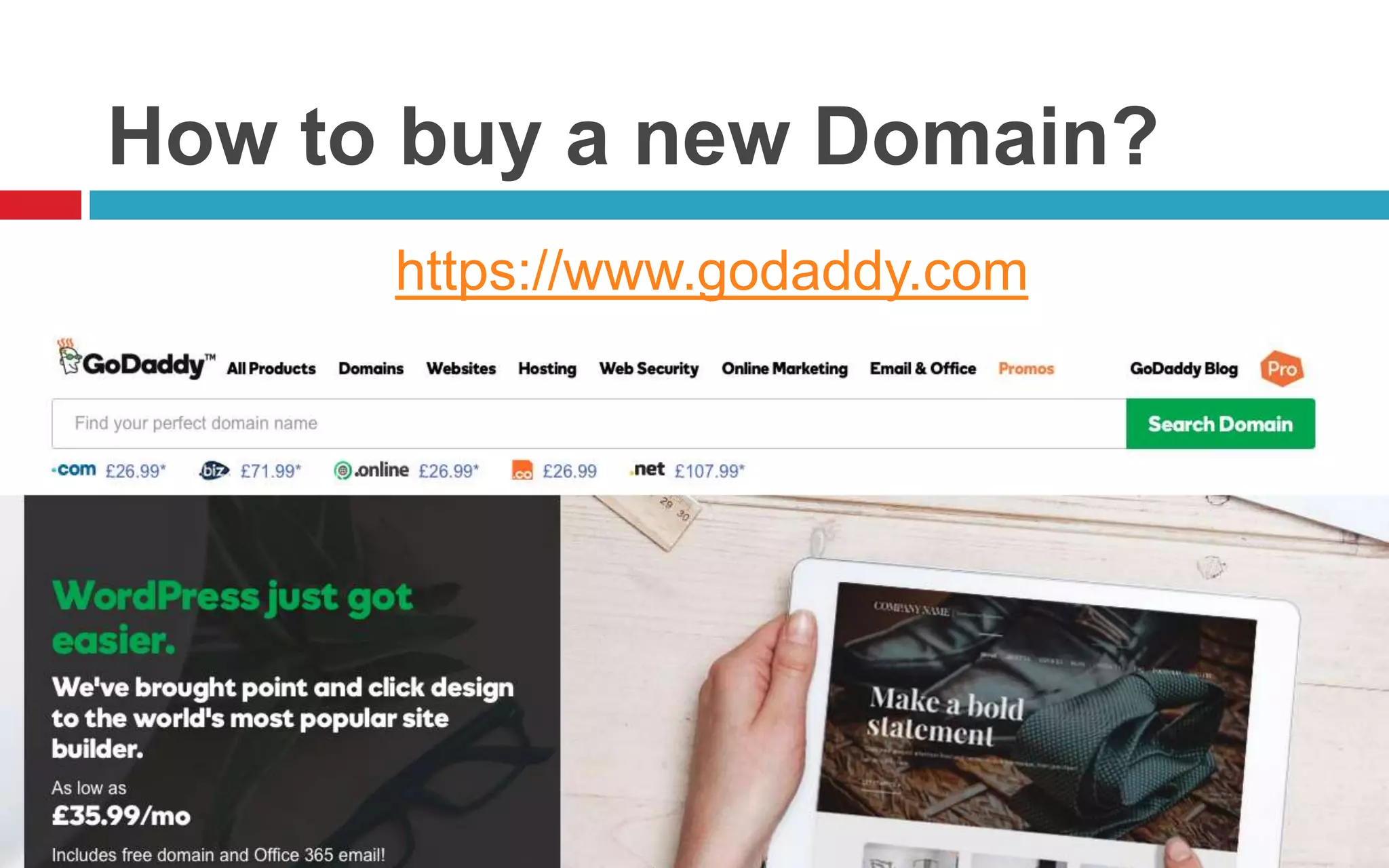 How to buy a new Domain?
https://www.godaddy.com
 