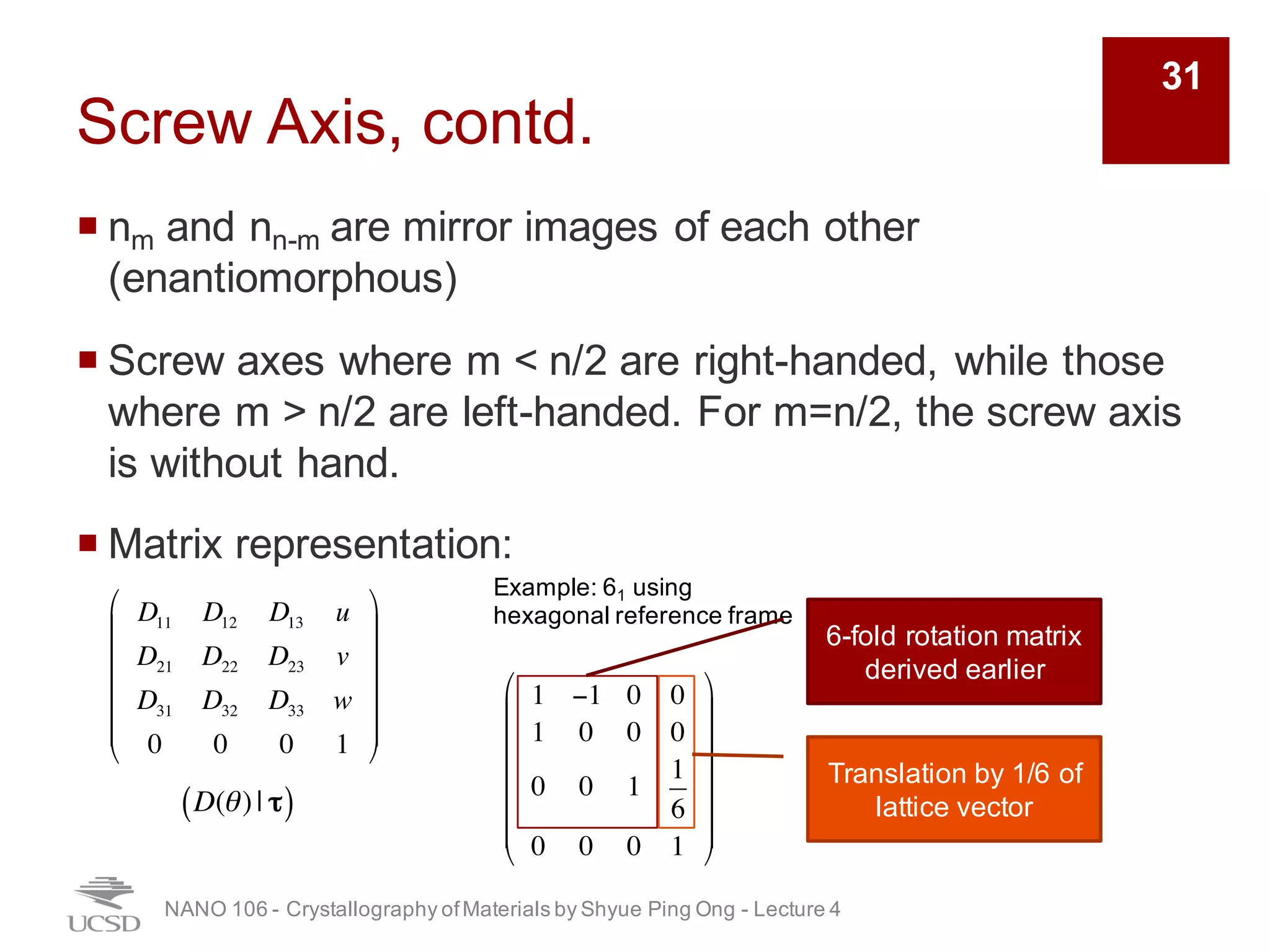 UCSD NANO106 - 04 - Symmetry in Crystallography | PDF