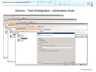 © 2013 IBM Corporation
Software and Systems Engineering | Rational
Demo1 : Test d'Intégration : Génération Suite
 