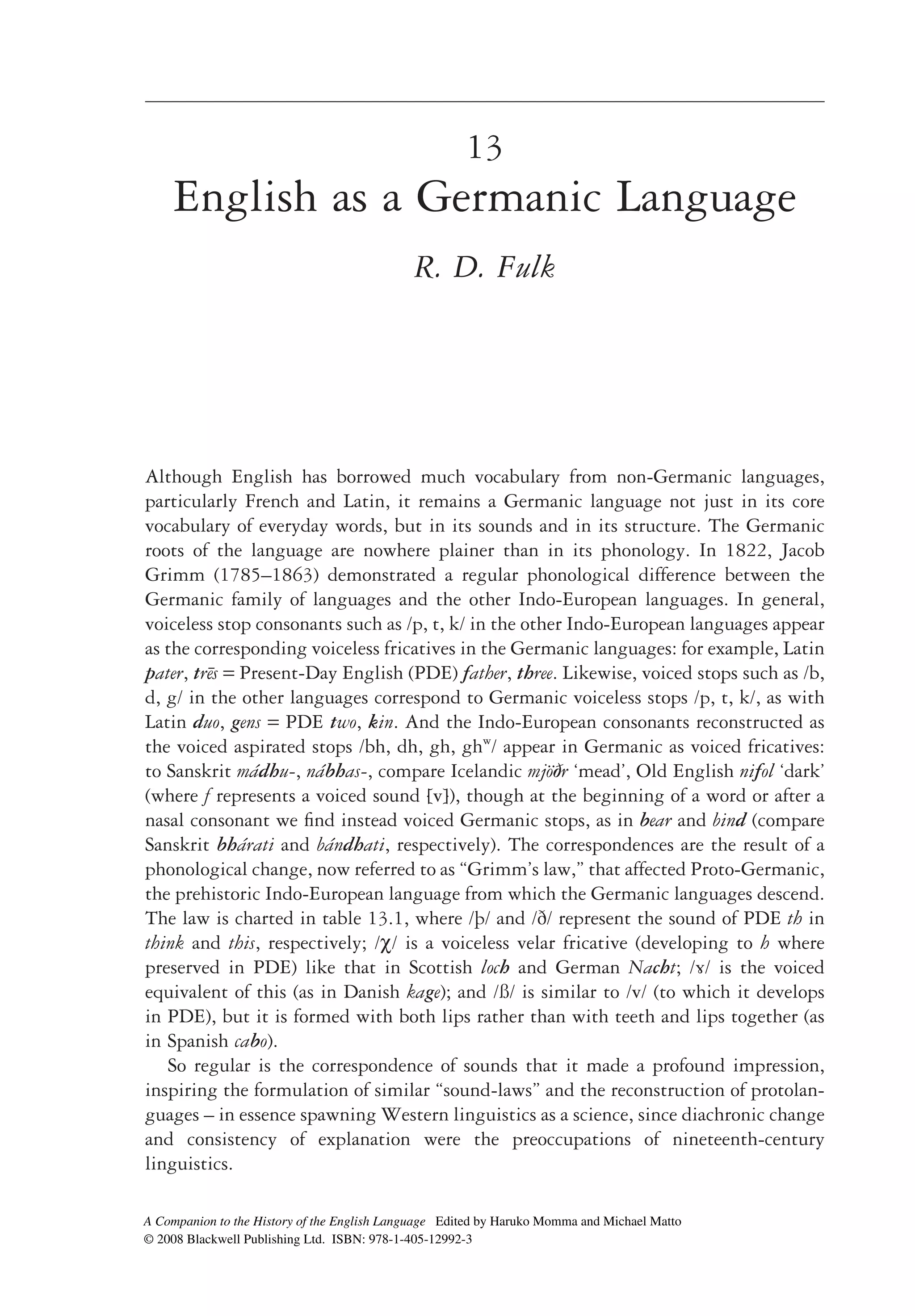 English as a Germanic Language | PDF