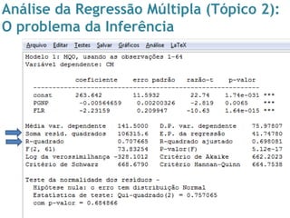 Análise da Regressão Múltipla (Tópico 2):
O problema da Inferência
 