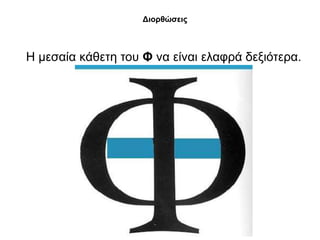 Δηνξζώζεηο



Η κεζαία θάζεηε ηνπ Φ λα είλαη ειαθξά δεμηόηεξα.
 