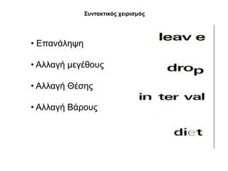 ΢πληαθηηθόο ρεηξηζκόο




• Δπαλάιεςε

• Αιιαγή κεγέζνπο

• Αιιαγή Θέζεο

• Αιιαγή Βάξνπο
 