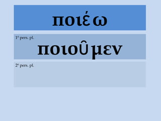 ποι ωέ
ποιο μενῦ
1ª pers. pl.
2ª pers. pl.
 