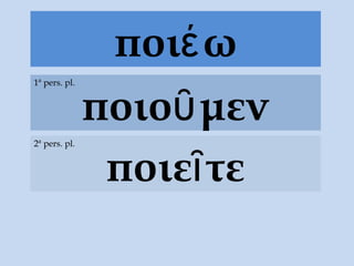 ποι ωέ
ποιο μενῦ
1ª pers. pl.
ποιε τεῖ
2ª pers. pl.
 